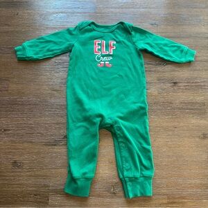 4/20$ Carter's Baby Green “Elf Crew” One Piece Romper size 9 months